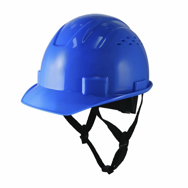 Ge Vented Full Brim Hard Hat, 4-Point Adjustable Ratchet Suspension, Blue GH326B